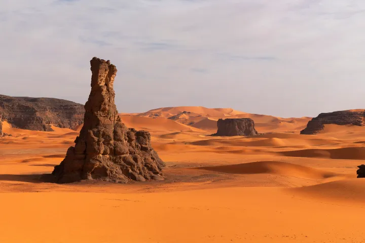Sahara Desert Sand Dunes Panorama in Algeria
