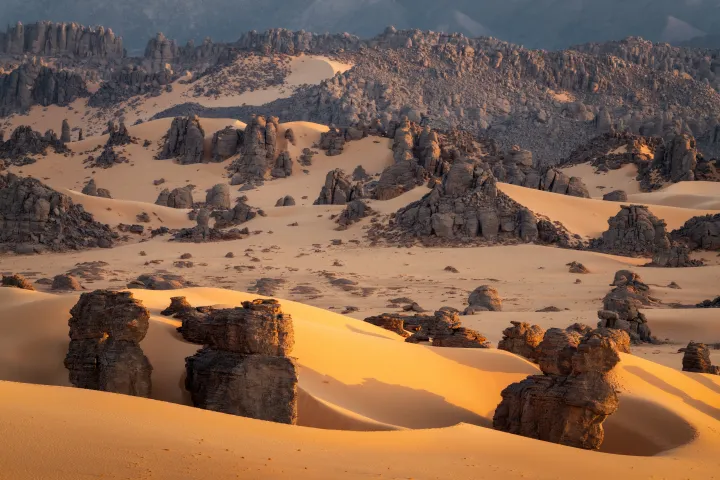 Tadrart Rouge Sahara Desert Landscape in Algeria