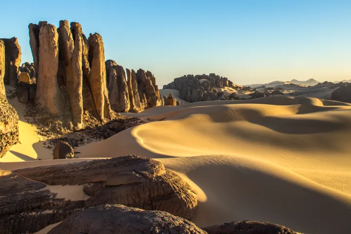 Tassili Hoggar Sunset Rocky Desert in Algeria