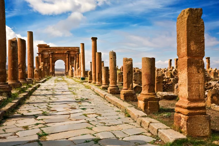 Timgad Decumanus Maximus Trajans Arch in Algeria