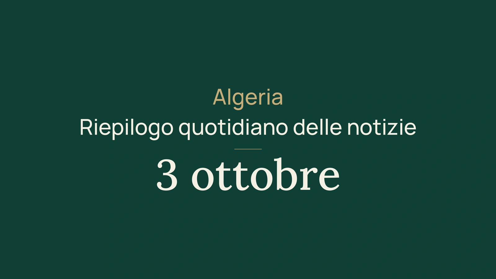 Algeria, 3 ottobre: piogge, lavori stradali e formazione professionale
